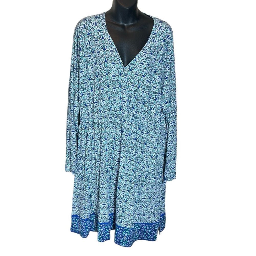 Coolibar upf 50+ long sleeved floral dress 3x cotton viscose